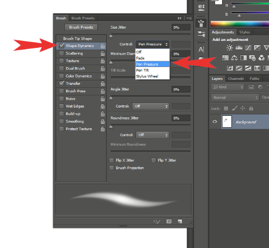 No pressure in Adobe Photoshop what do I do Wacom