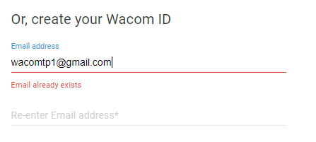 Wacom ID email already exists.png
